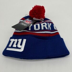New York Giants Beanie Hats Youth Kids OSFA Blue Knit Spellout Print Cap NFL NEW